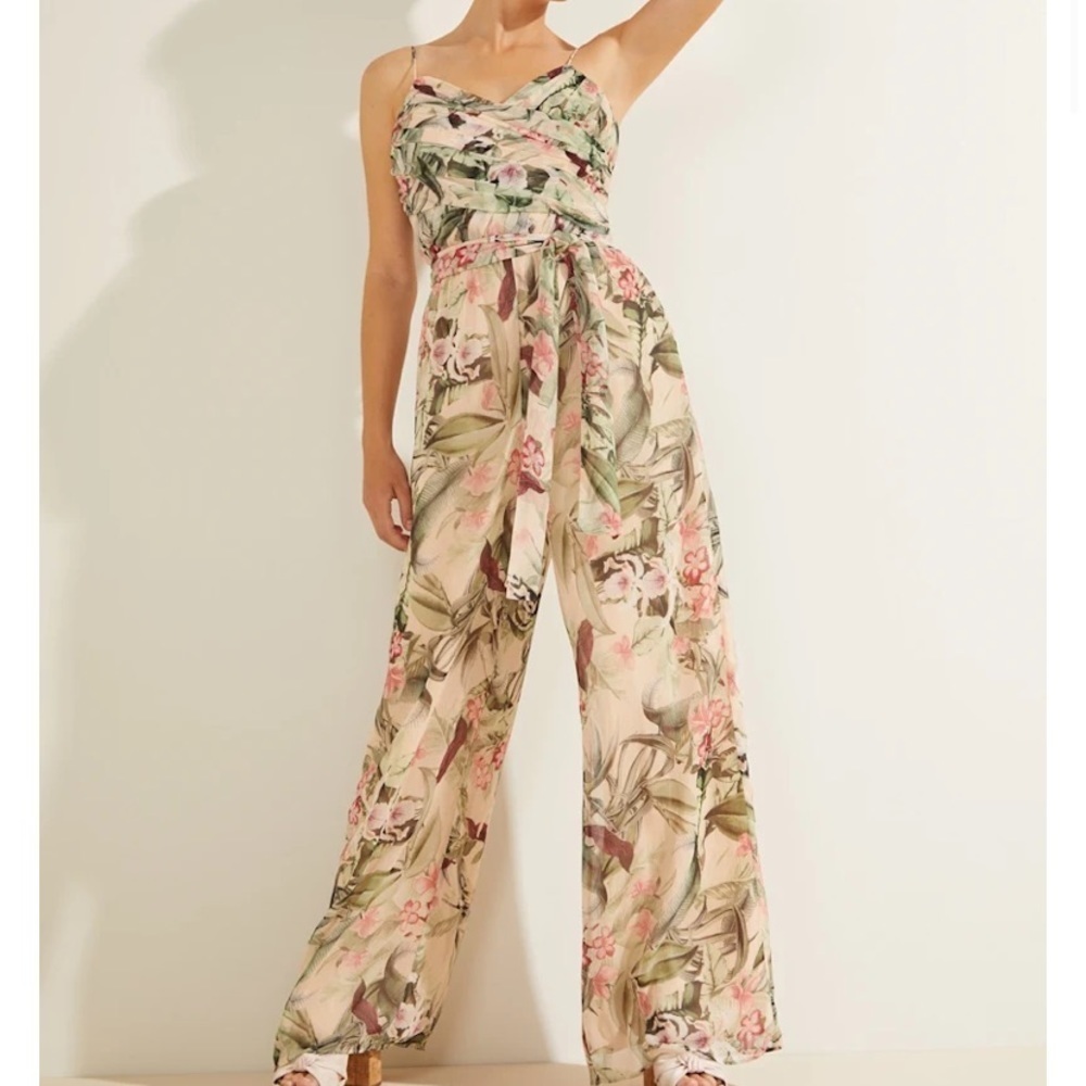 New GUESS Eco Lea Palazzo Jumpsuit SZ L